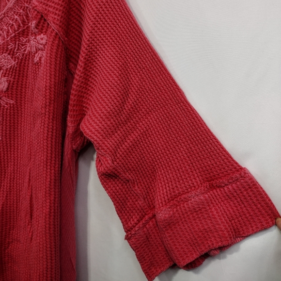 Caite By Athleta Embroidered Floral Blouse Womens XXL Red Boho Retro Holiday - Picture 3 of 7